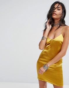Атласное платье-комбинация Glamorous - Желтый