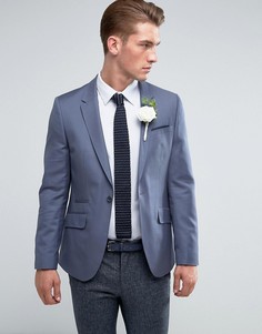 Синий блейзер скинни из 100% шерсти ASOS Wedding - Синий