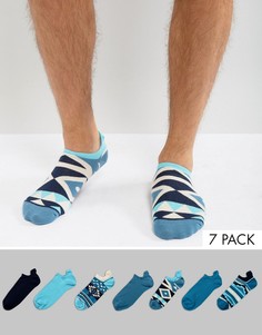 7 пар низких носков с ацтекским узором ASOS - Синий