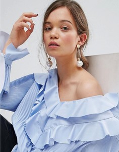 Большие серьги с жемчужными подвесками ASOS - Золотой