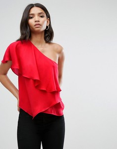Ярусный топ на одно плечо ASOS - Красный
