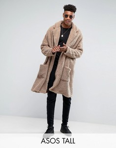 Легкое свободное пальто из искусственного меха ASOS TALL - Бежевый