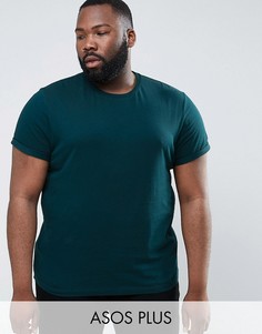 Футболка с закатанными рукавами ASOS PLUS - Зеленый