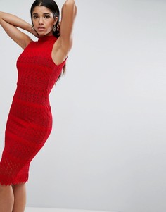 Кружевное платье-футляр миди с контрастной отделкой ASOS - Мульти