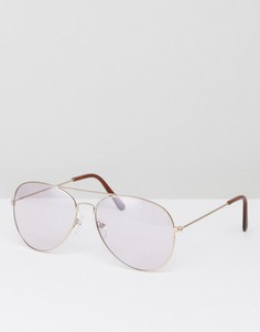 Солнцезащитные очки-авиаторы в оправе цвета розового золота с лиловыми стеклами 7X - Фиолетовый