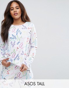Худи с принтом в стиле 80-х ASOS TALL LOUNGE - Мульти