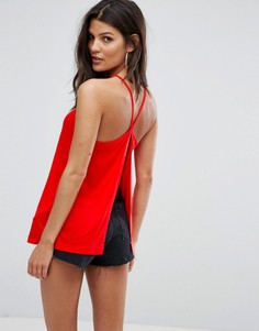 Топ с квадратным вырезом и разрезом на спине ASOS - Красный