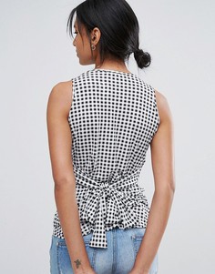 Майка в клеточку с завязкой на талии Daisy Street - Черный