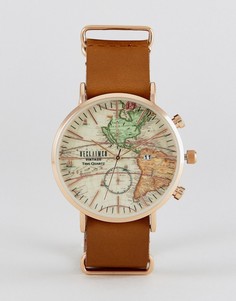 Часы с коричневым кожаным ремешком Reclaimed Vintage Inspired - Коричневый