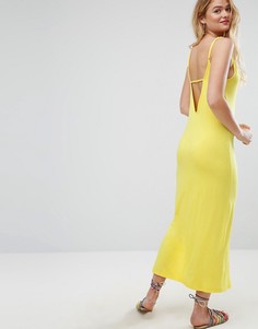 Платье макси с V-образным вырезом на спине ASOS - Желтый