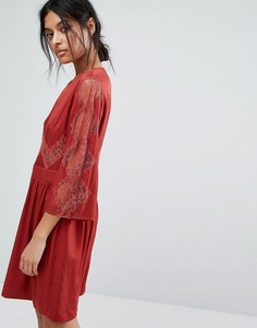 Платье с кружевной вставкой Gestuz - Красный
