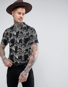 Рубашка классического кроя с принтом и отложным воротником ASOS - Черный