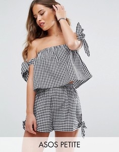 Пляжный комбинируемый топ в клеточку с бантиками ASOS PETITE - Мульти