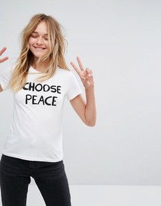 Футболка с принтом Choose Peace Monki - Белый