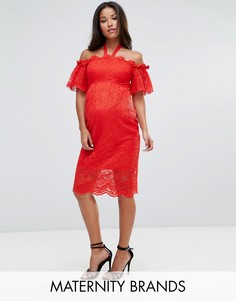 Кружевное платье с широким вырезом Hope &amp; Ivy Maternity - Красный