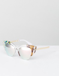 Квадратные солнцезащитные очки с цветочным принтом Jeepers Peepers - Прозрачный