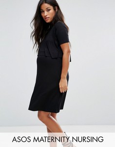 Платье с сетчатой вставкой ASOS Maternity NURSING Victoriana - Черный