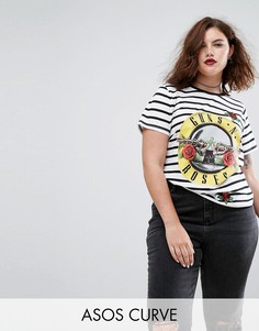 Футболка в полоску с принтом и пайетками ASOS CURVE - Мульти