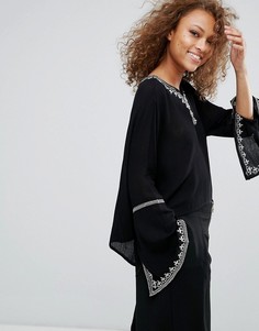 Топ с вышивкой Oeuvre - Черный