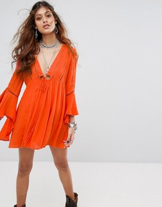 Платье с рукавами клеш Free People Romeo - Оранжевый