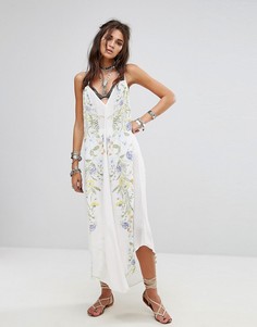 Платье с принтом Free People Ashbury - Бежевый
