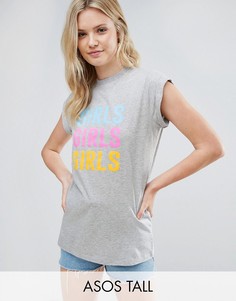 Футболка с принтом Girls ASOS TALL - Серый