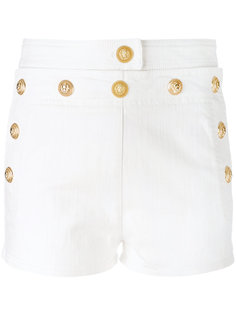 джинсовые шорты с отделкой в виде головы льва  Balmain