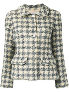 пиджак в ломаную клетку с логотипом CC Chanel Vintage