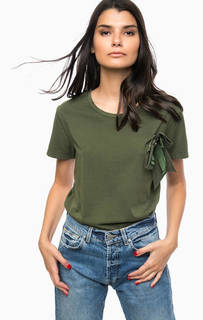 Хлопковая футболка цвета хаки Pinko