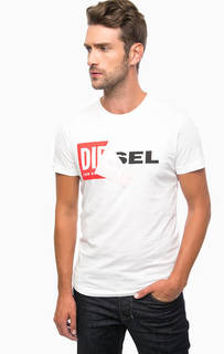 Белая хлопковая футболка с нашивкой Diesel