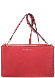 Красная кожаная сумка с двумя отделами Michael Michael Kors