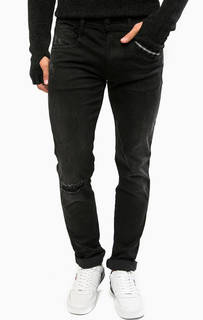 Зауженные черные джинсы с потертостями Replay