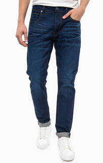 Синие зауженные джинсы с заломами G Star RAW