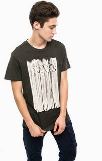 Серая хлопковая футболка с принтом G Star RAW