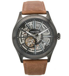 Часы с коричневым кожаным браслетом Kenneth Cole