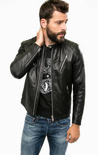 Кожаная куртка с воротником-стойкой Replay