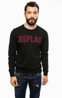 Черный свитшот с вышивкой Replay