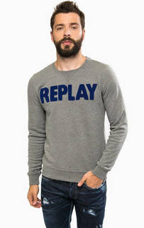 Серый свитшот с вышивкой Replay