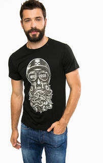 Черная хлопковая футболка с принтом Replay