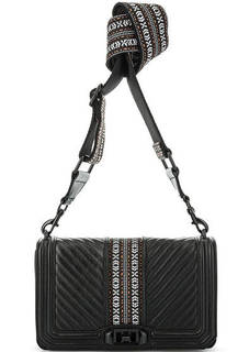 Кожаная сумка с текстильным плечевым ремнем Rebecca Minkoff