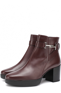 Кожаные ботильоны на устойчивом каблуке Tod’s Tods
