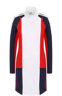 Мини-платье с длинным рукавом и вырезом на молнии MSGM