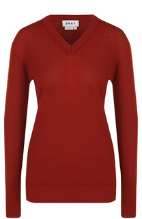Вязаный пуловер с V-образным вырезом DKNY