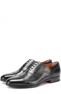 Кожаные оксфорды с брогированием Santoni
