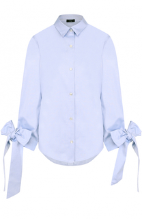 Хлопковая блуза свободного кроя с бантами на рукавах Clu