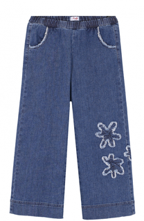 Укороченные джинсы свободного кроя с аппликациями и эластичным поясом Il Gufo