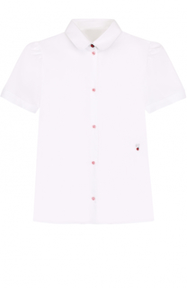 Хлопковая блуза с вышивкой и контрастными пуговицами Dolce &amp; Gabbana