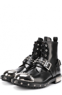Высокие кожаные ботинки на шнуровке с металлической отделкой мыса Alexander McQueen
