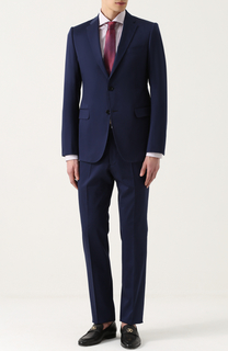 Хлопковый костюм с пиджаком на двух пуговицах Armani Collezioni
