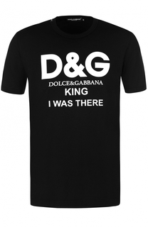 Хлопковая футболка с контрастной надписью Dolce &amp; Gabbana